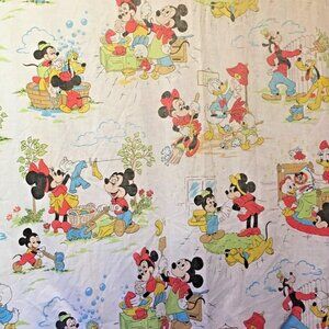 Mickey Mouse Minnie Disney House Chores Muslin  Bed Full Fitted Sheet Cutter